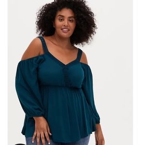 Torrid gauze cold shoulder top
